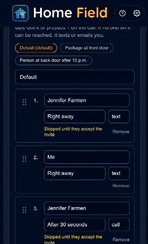 The escalation order: who gets a text or a call, and when
